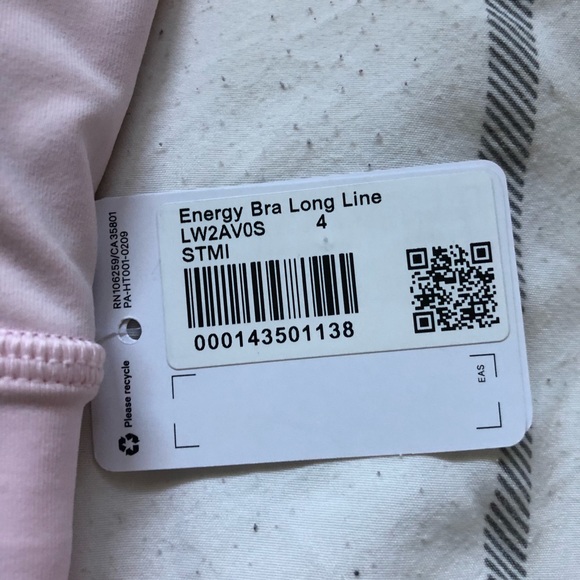 NWT Lululemon size 4 Energy Bra, strawberry milk - Picture 3 of 7